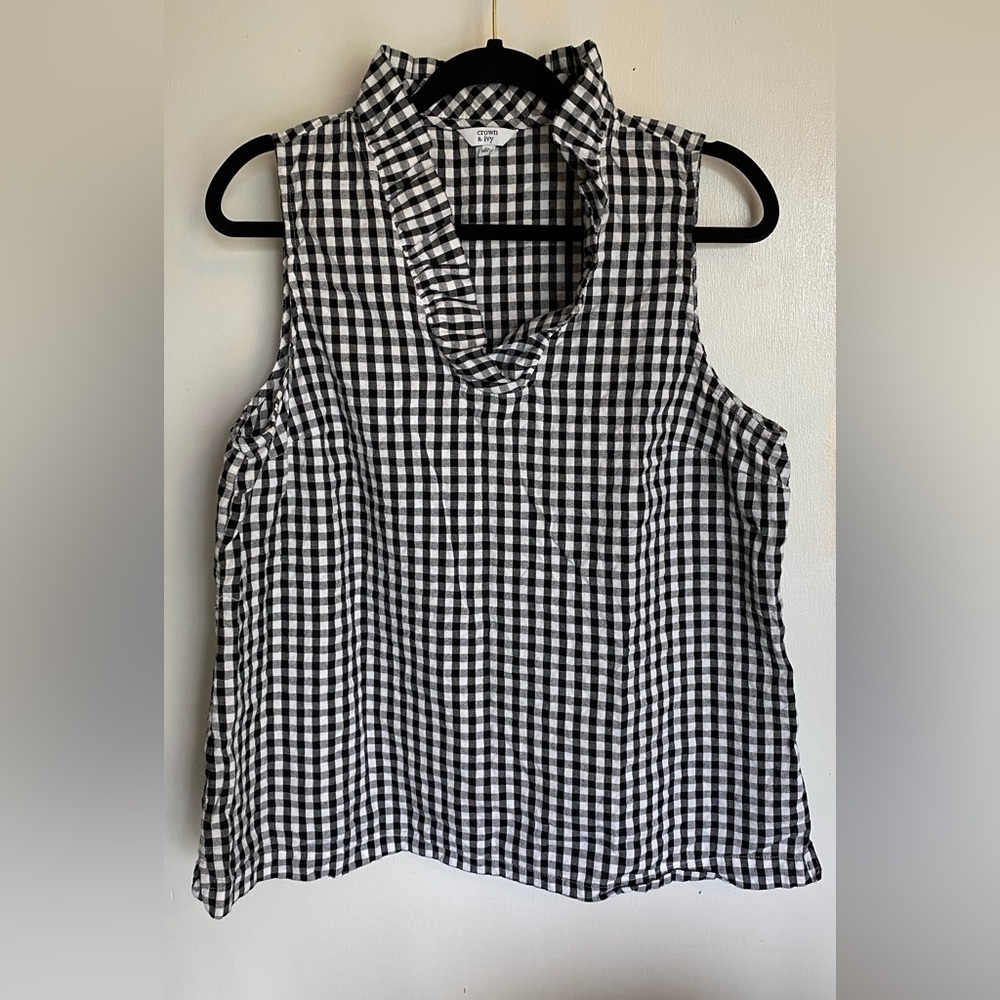 💥 2 TOPS  Dear John Black & White Gingham Sleeveless Tank plus green top